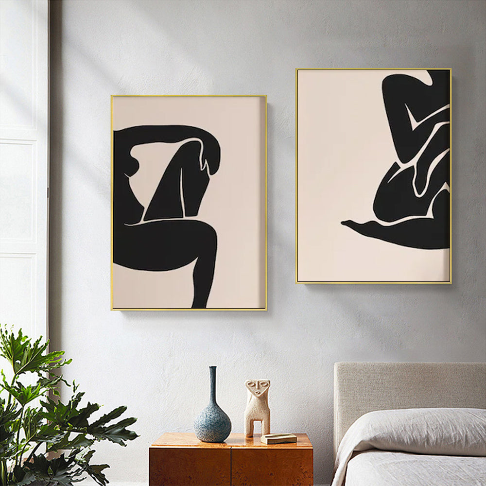 Wall Art 40cmx60cm Female Figure 2 Sets Gold Frame Canvas