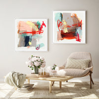 Wall Art 80cmx80cm Abstract Colourful Garden 2 Sets White Frame Canvas