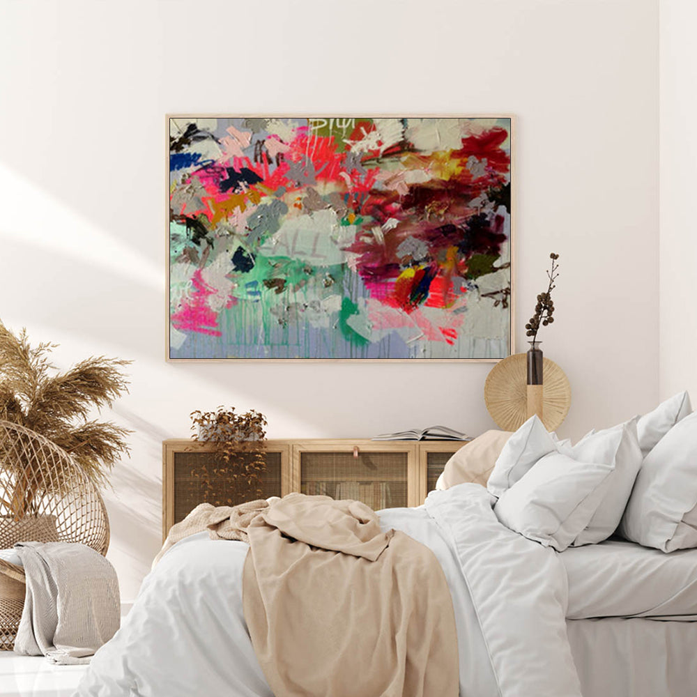 Wall Art 90cmx135cm Abstract Free Flow Wood Frame Canvas