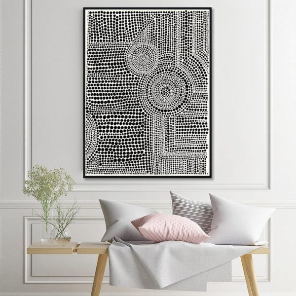 Wall Art 40cmx60cm Clustered Dots A Black Frame Canvas