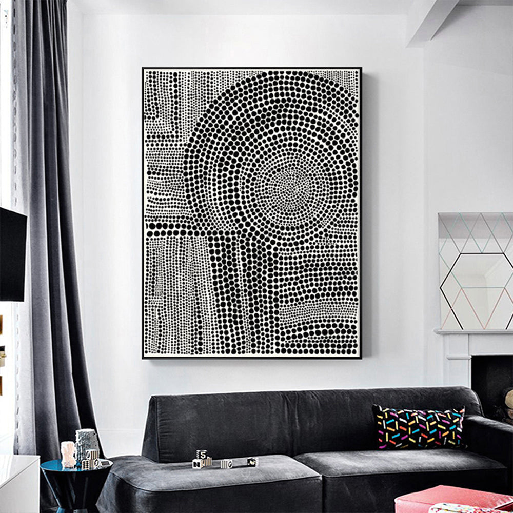 Wall Art 40cmx60cm Clustered Dots B Black Frame Canvas