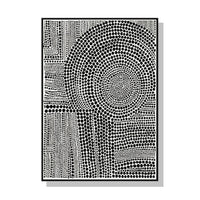 Wall Art 90cmx135cm Clustered Dots B Black Frame Canvas