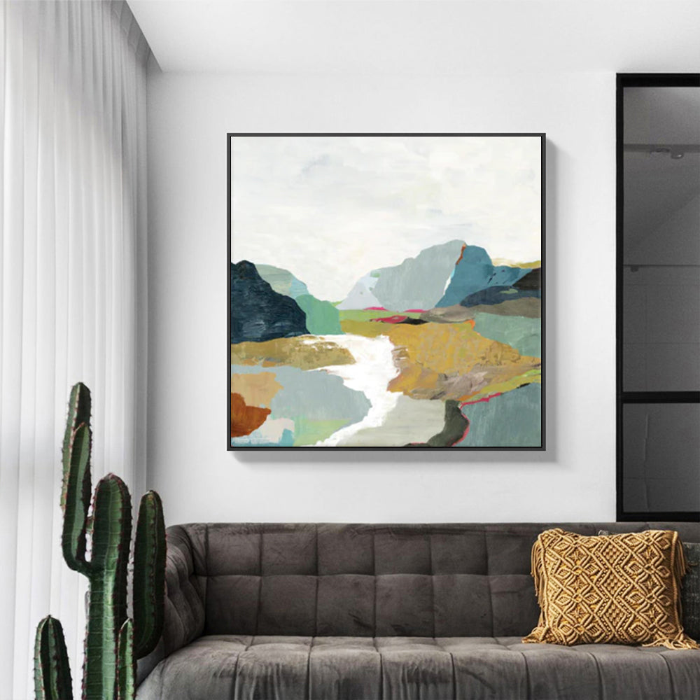 Wall Art 50cmx50cm September Afternoon Black Frame Canvas