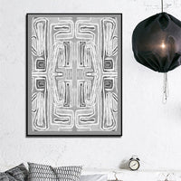 Wall Art 60cmx90cm Abstract Mountain Black Frame Canvas