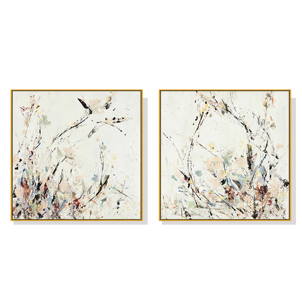 Wall Art 50cmx50cm Afternoon Walk 2 Sets Gold Frame Canvas