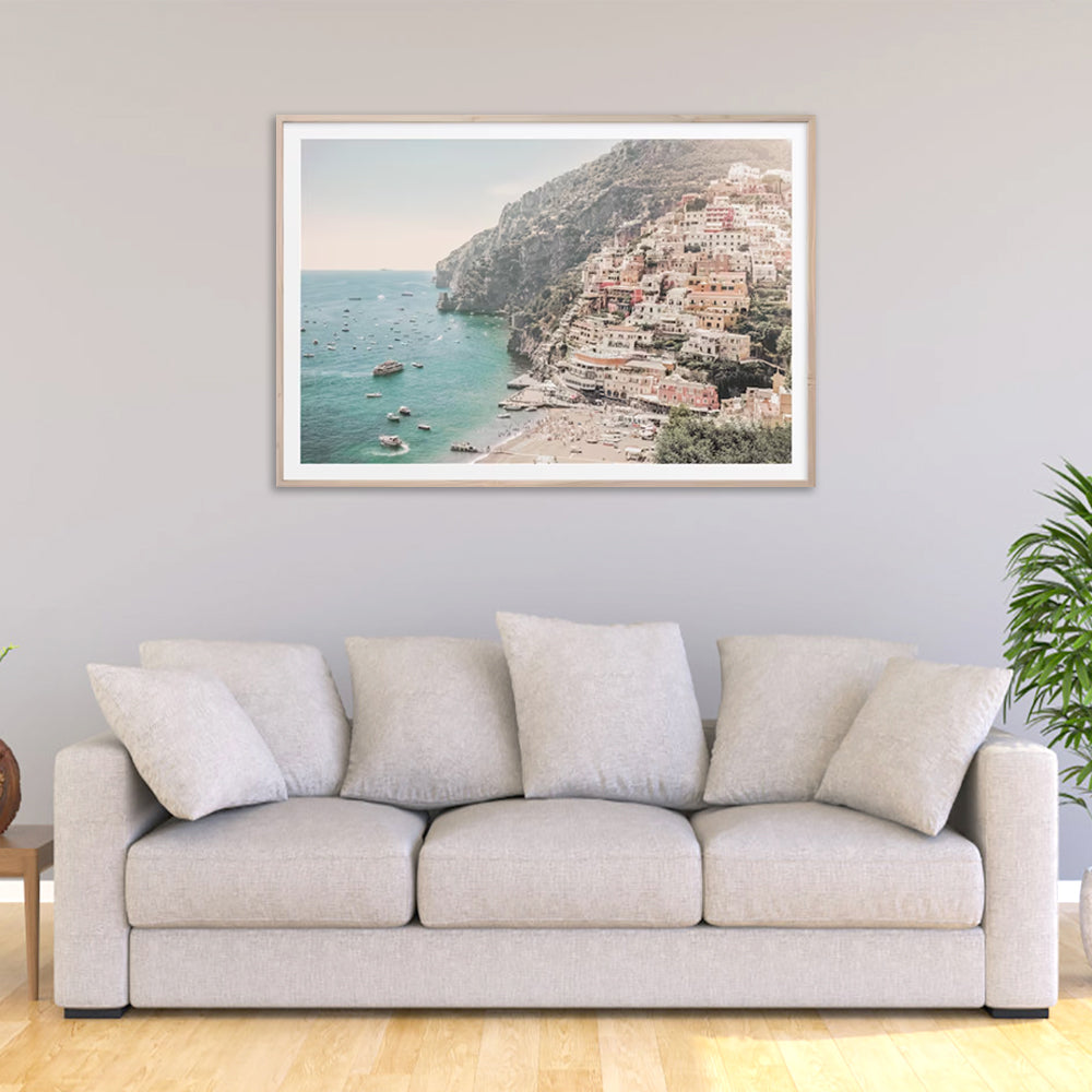 Wall Art 100cmx150cm Italy Amalfi Coast Wood Frame Canvas