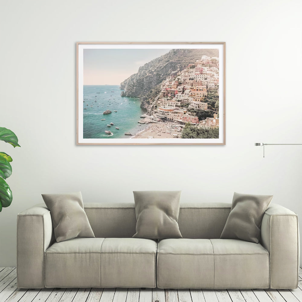 Wall Art 60cmx90cm Italy Amalfi Coast Wood Frame Canvas