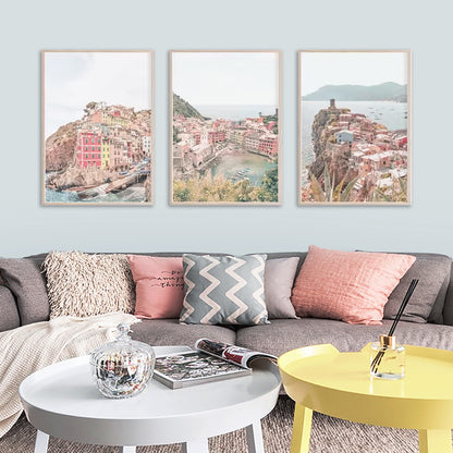 Wall Art 70cmx100cm Italy Cinque Terre 3 Sets Wood Frame Canvas