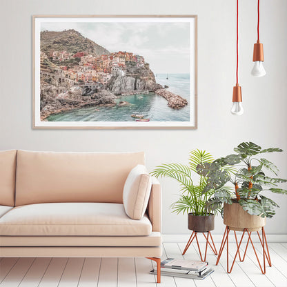 Wall Art 50cmx70cm Italy Cinque Terre Wood Frame Canvas