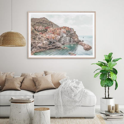 Wall Art 60cmx90cm Italy Cinque Terre Wood Frame Canvas