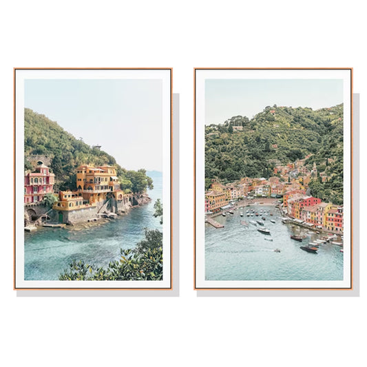 Wall Art 80cmx120cm Italy Coast 2 Sets Wood Frame Canvas