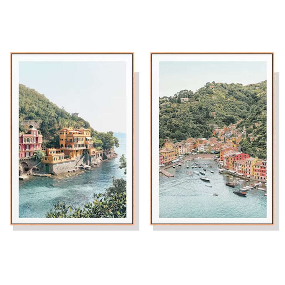 Wall Art 100cmx150cm Italy Coast 2 Sets Wood Frame Canvas