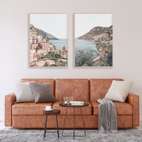 Wall Art 80cmx120cm Italy Positano 2 Sets Wood Frame Canvas