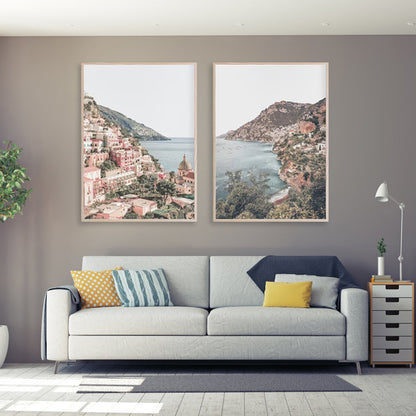 Wall Art 100cmx150cm Italy Positano 2 Sets Wood Frame Canvas