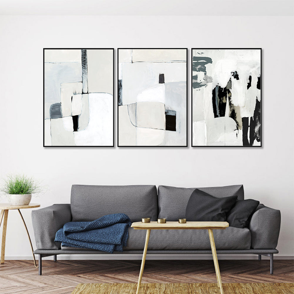 Wall Art 60cmx90cm Soft Spoken 3 Sets Black Frame Canvas