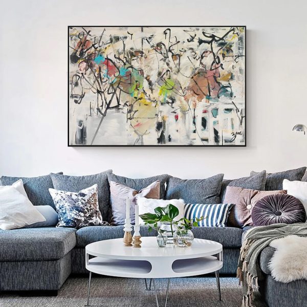 Wall Art 40cmx60cm Abstract White Dream Black Frame Canvas