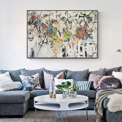 Wall Art 90cmx135cm Abstract White Dream Black Frame Canvas