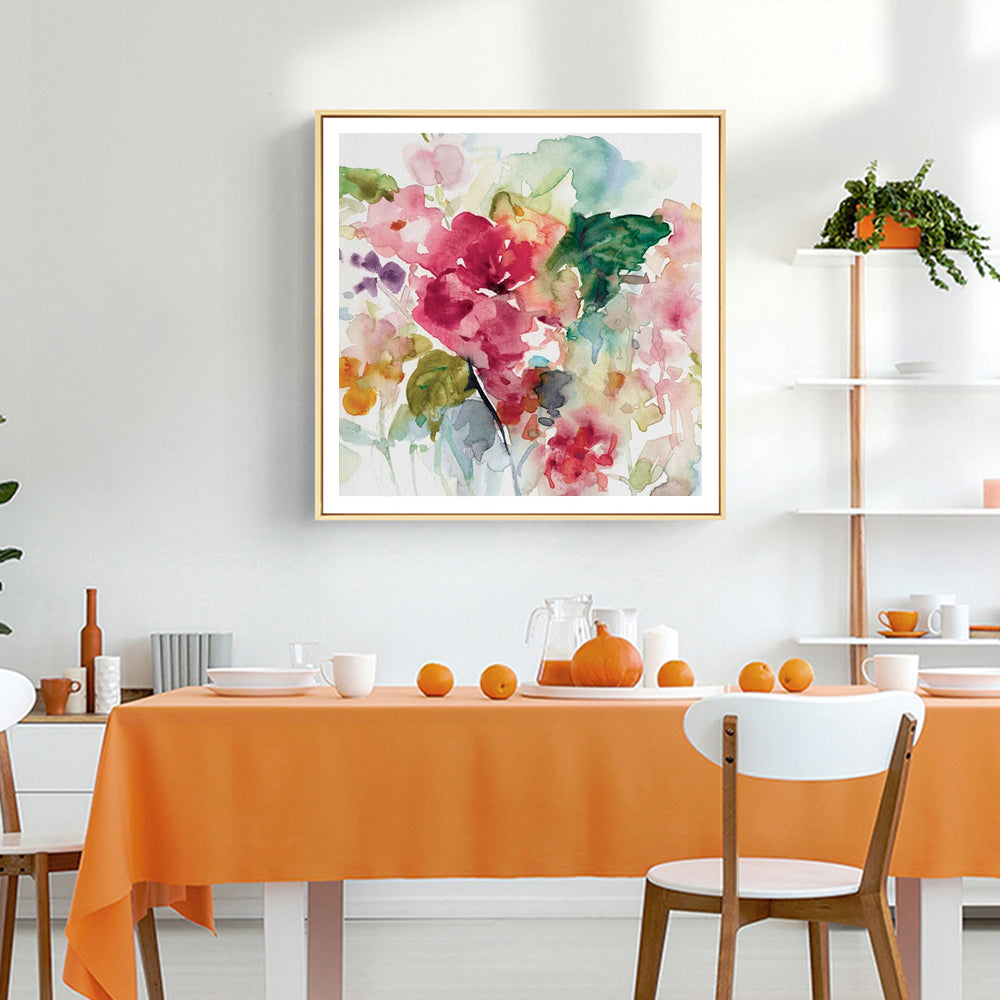 Wall Art 50cmx50cm Floral Brunch Gold Frame Canvas