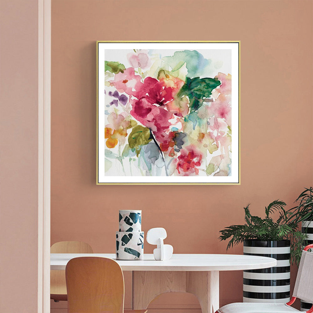 Wall Art 40cmx40cm Floral Brunch Gold Frame Canvas