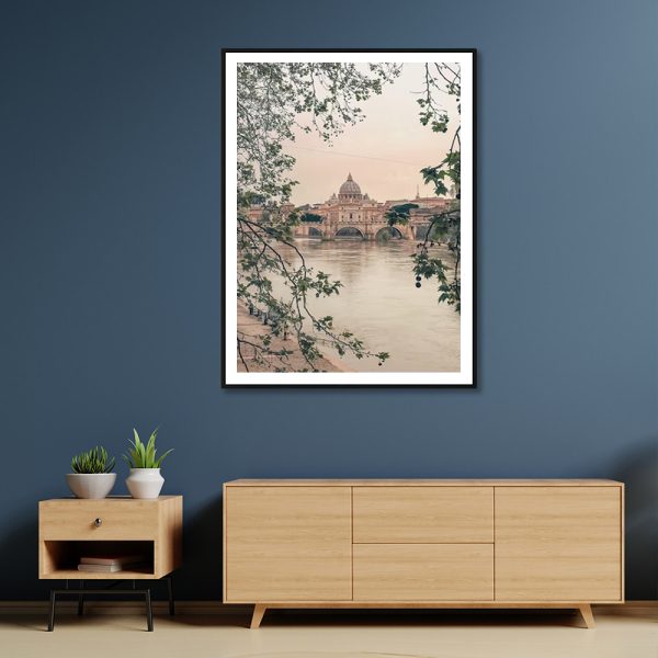 Wall Art 90cmx135cm Rome City Black Frame Canvas