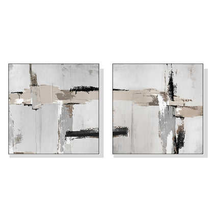 Wall Art 50cmx50cm Neutral Abstract 2 Sets White Frame Canvas