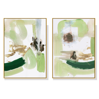 Wall Art 40cmx60cm Abstract Green Mint 2 Sets Gold Frame Canvas