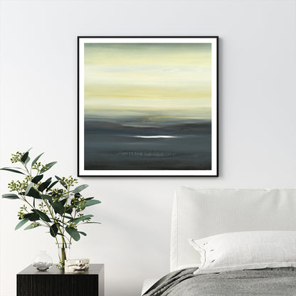 Wall Art 90cmx90cm Land of Serenity Black Frame Canvas