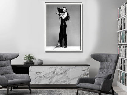 Wall Art 30cmx40cm Cher Music Black and White, Black Frame Canvas