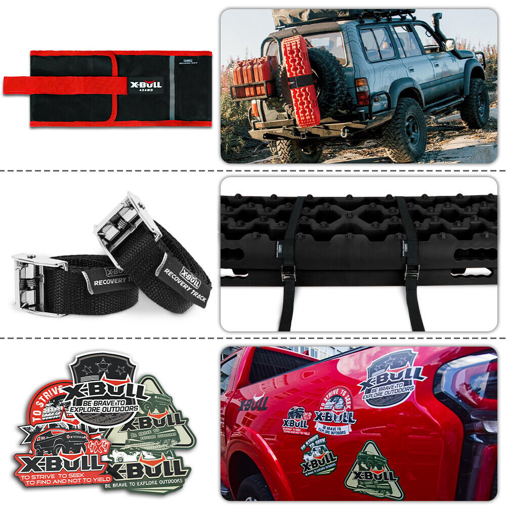 X-BULL KIT2 Recovery tracks 6pcs Board Traction Sand trucks strap mounting 4x4 Sand Snow Car BLACK