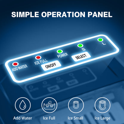X-BULL Portable Ice Maker Machine Commercial Ice Cube 2.2L Home Bar Benchtop Sliver
