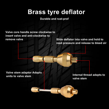 X-BULL Tyre Deflators Tire Automatic 4WD Pressure Gauge 4 Brass Deflator