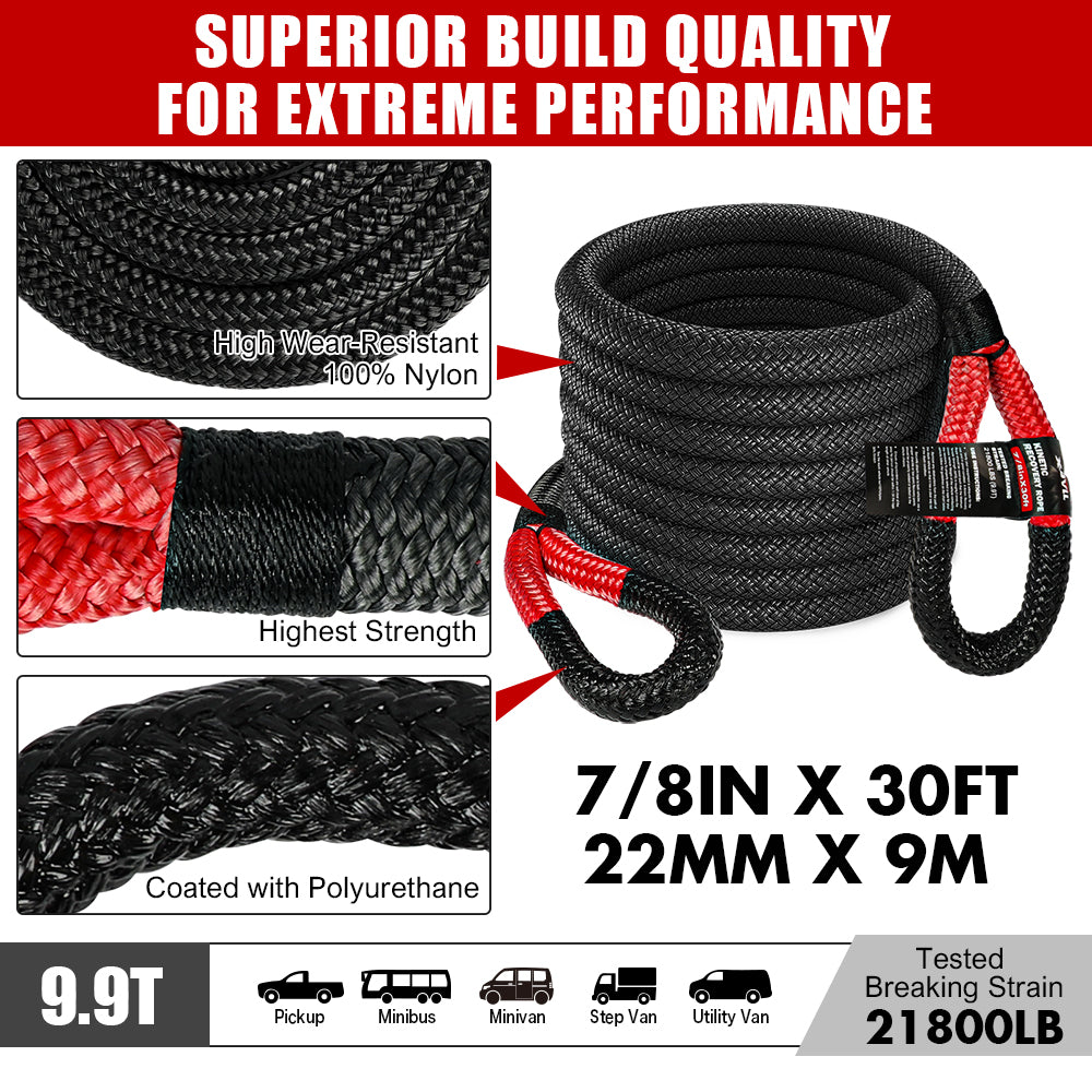 X-BULL 4X4 Recovery Kit Kinetic Recovery Rope Snatch Strap / 2PCS Recovery Tracks 4WD Gen2.0