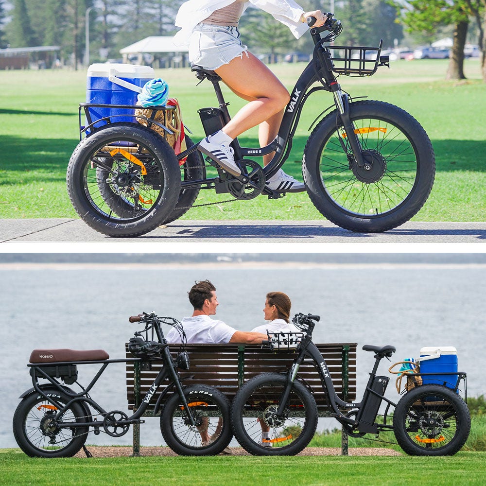 VALK Electric Fat Tyre Tricycle, 500W, Throttle, Hydraulic Disc Brakes, Alloy Frame, Suspension, Black