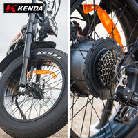 VALK Nomad Electric Fat Tyre Bike, 500W, 45km/hr, Throttle ebike, 20x4" Kenda Tyres, Shimano 7 spd, Suspension, Black