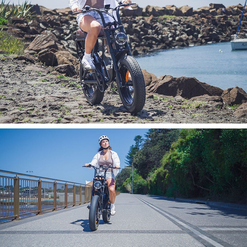 VALK Nomad Electric Fat Tyre Bike, 500W, 45km/hr, Throttle ebike, 20x4" Kenda Tyres, Shimano 7 spd, Suspension, Black