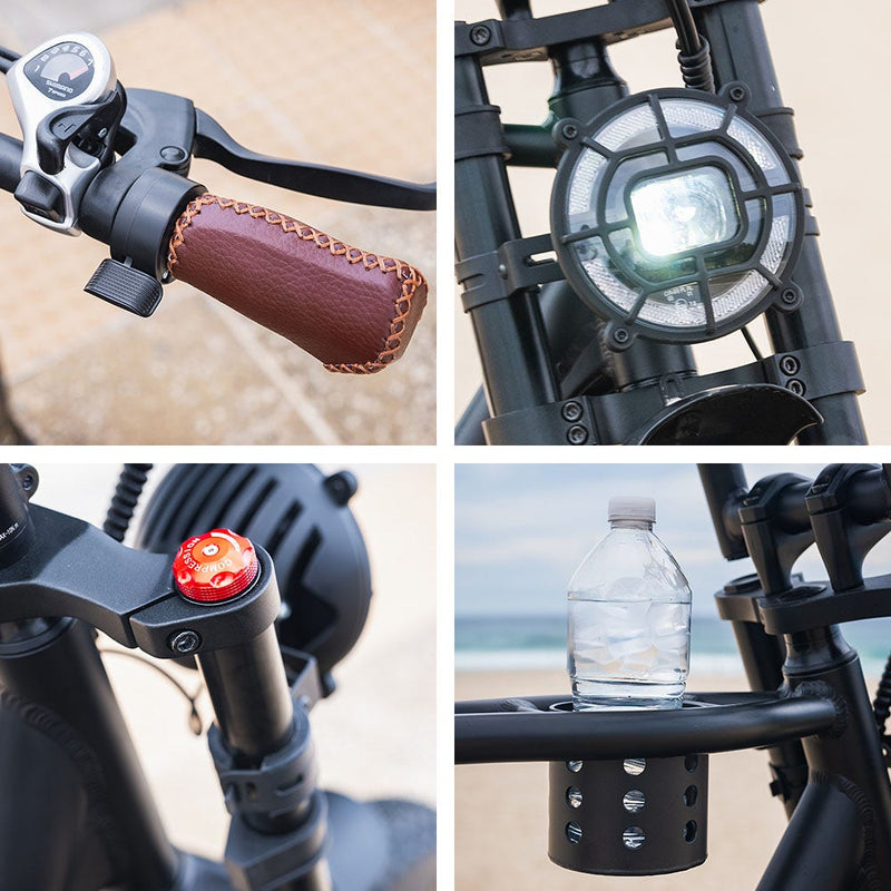 VALK Nomad Electric Fat Tyre Bike, 500W, 45km/hr, Throttle ebike, 20x4" Kenda Tyres, Shimano 7 spd, Suspension, Black