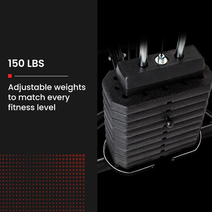 PROFLEX Multi-Station Compact Home Gym Set, 150lbs Weight Plates- M8000