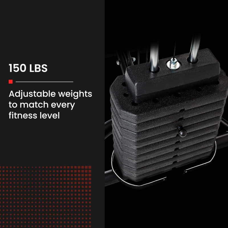 PROFLEX Multi-Station Compact Home Gym Set, 150lbs Weight Plates- M8000