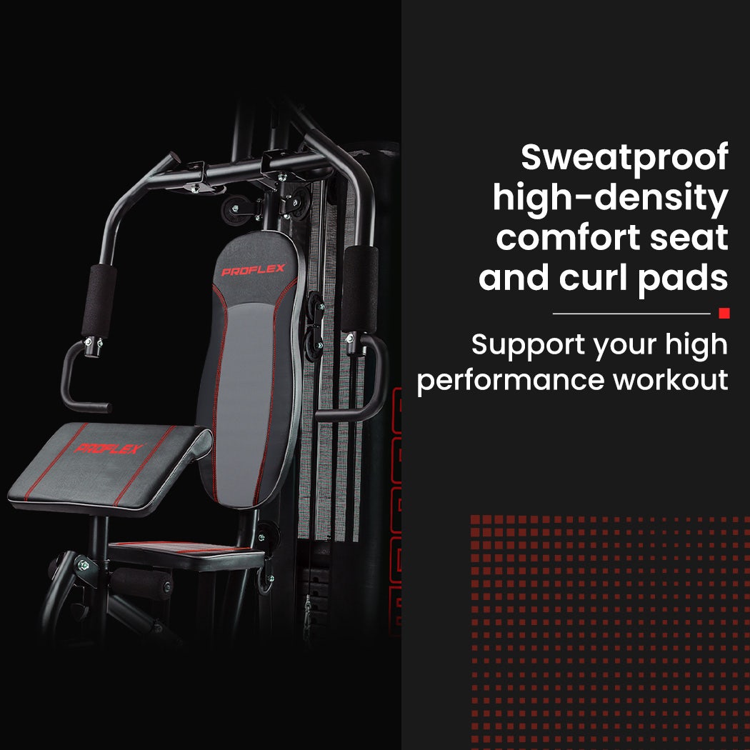 PROFLEX Multi-Station Compact Home Gym Set, 150lbs Weight Plates- M8000