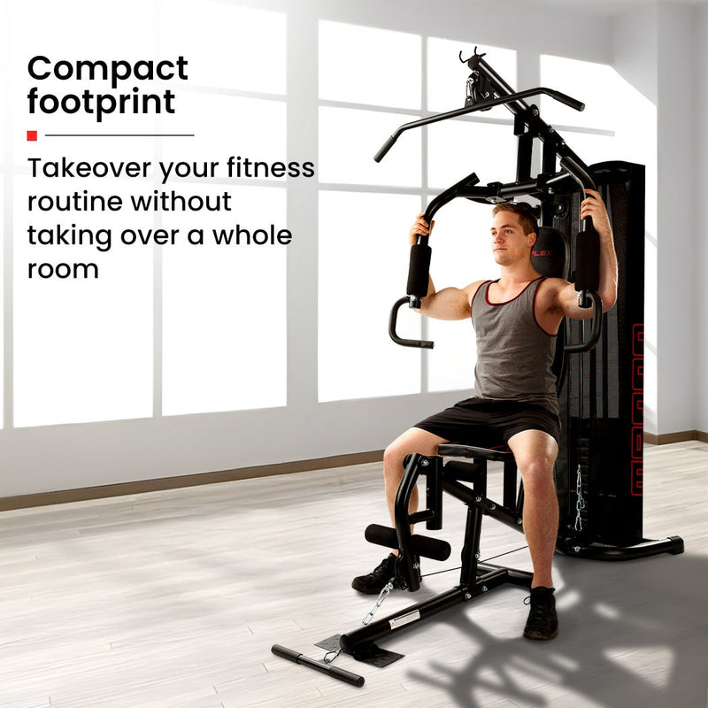 PROFLEX Multi-Station Compact Home Gym Set, 150lbs Weight Plates- M8000