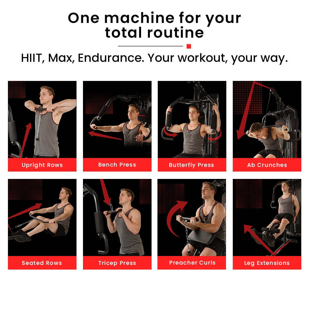 PROFLEX Multi-Station Compact Home Gym Set, 150lbs Weight Plates- M8000