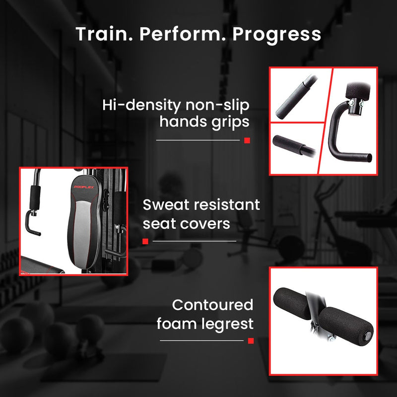 PROFLEX Multi-Station Compact Home Gym Set, 150lbs Weight Plates- M8000