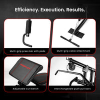 PROFLEX Multi-Station Compact Home Gym Set, 150lbs Weight Plates- M8000