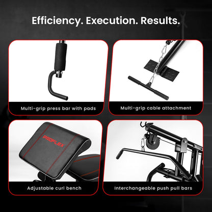 PROFLEX Multi-Station Compact Home Gym Set, 150lbs Weight Plates- M8000