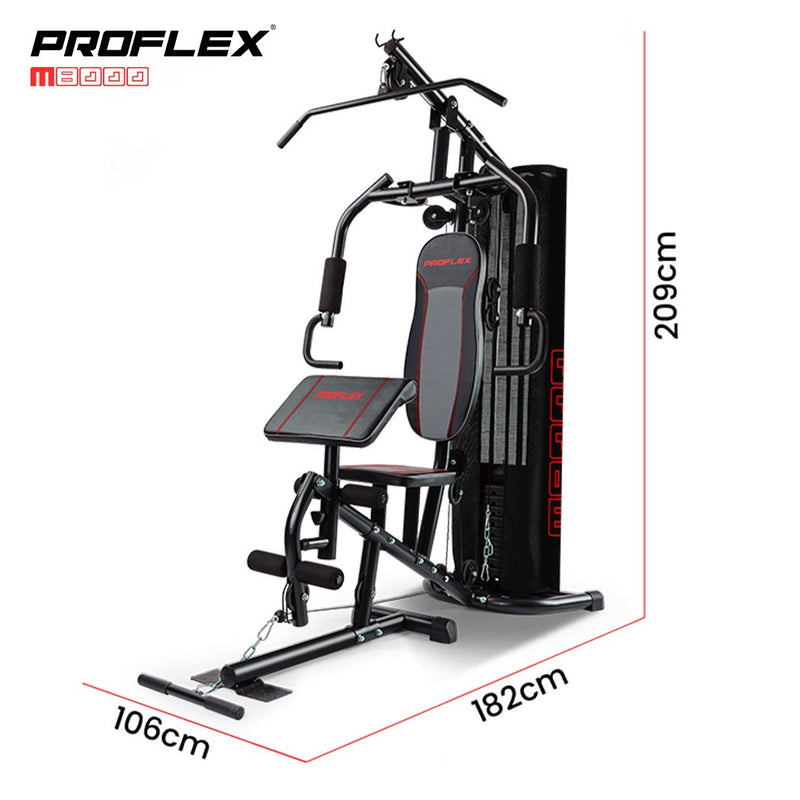 PROFLEX Multi-Station Compact Home Gym Set, 150lbs Weight Plates- M8000