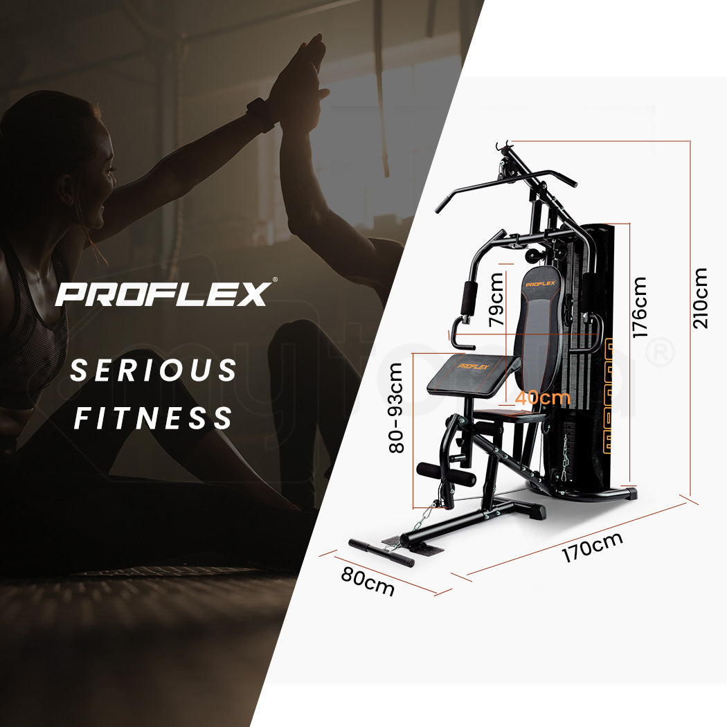 PROFLEX Multi-Station Home Gym Set with 98lbs Weight Plates- M8000