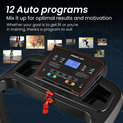 PROFLEX TRX3 Electric Treadmill, Compact Size, Foldable, USB/MP3, Pulse Sensors