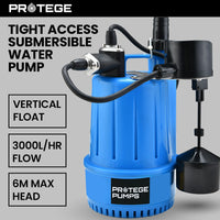 PROTEGE Tight Access Clean/Grey Water Submersible Sump Pump, Vertical Float Switch
