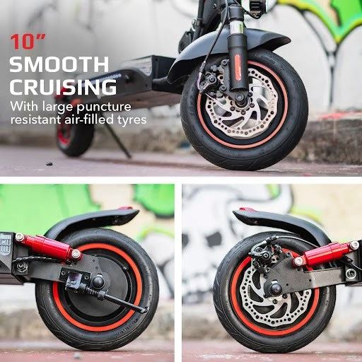 VALK Fusion 5 Electric Scooter, 500W 48V 13Ah Lithium 50km Range 40km/h Quad Shocks 10 inch Tyres