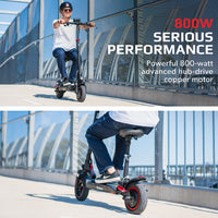 VALK Fusion 7 Electric Scooter with Seat option 800W 48V 13Ah Lithium 50km Range Quad Shocks 10 inch Tyres